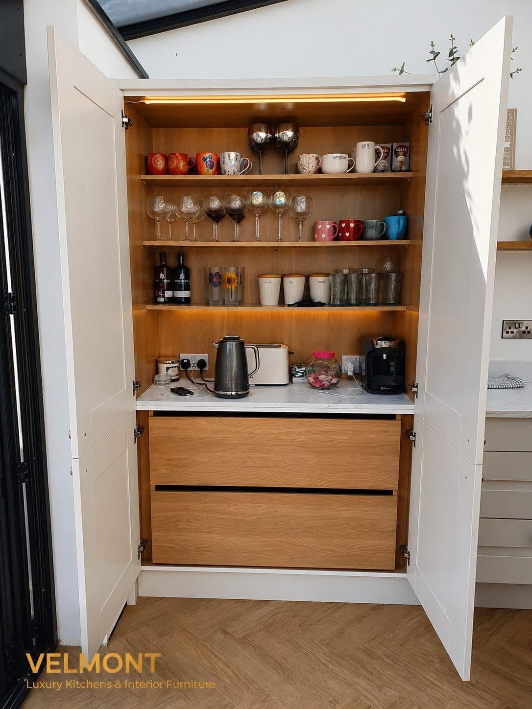 Shaker Kitchen with a Lit Oak Breakfast Pantry